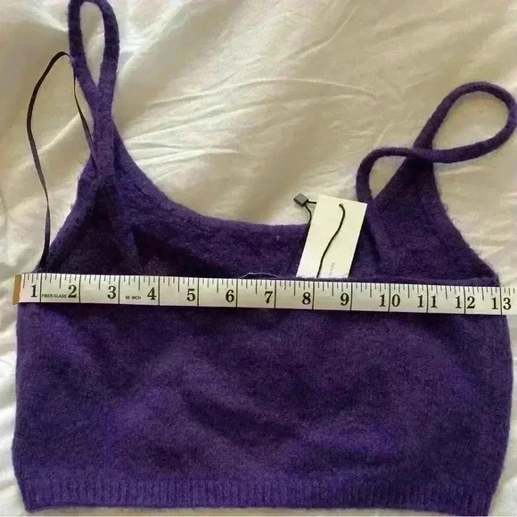 ❣️Zara Dark Purple Flower Beaded Wool Knit Crop Top NWT Size Small, smoke free - Picture 8 of 14